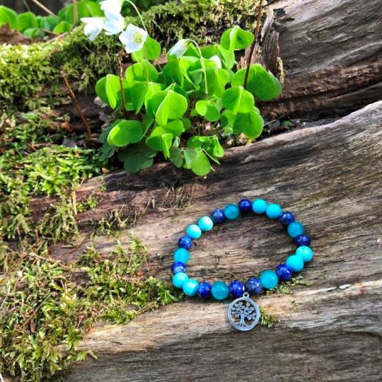 Minerální náramek lapis lazuli, jadiet, tyrkys - VODA